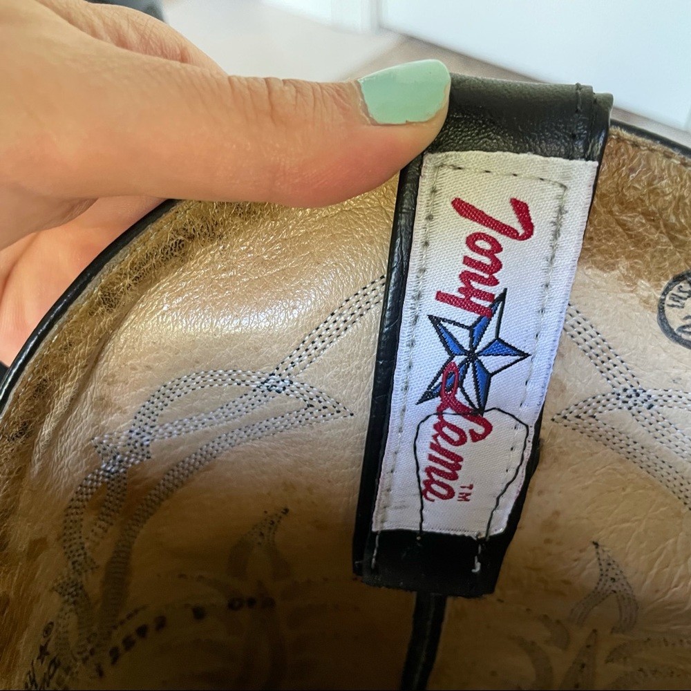Tony Lama Black Cowboy Boots - Picture 3 of 5